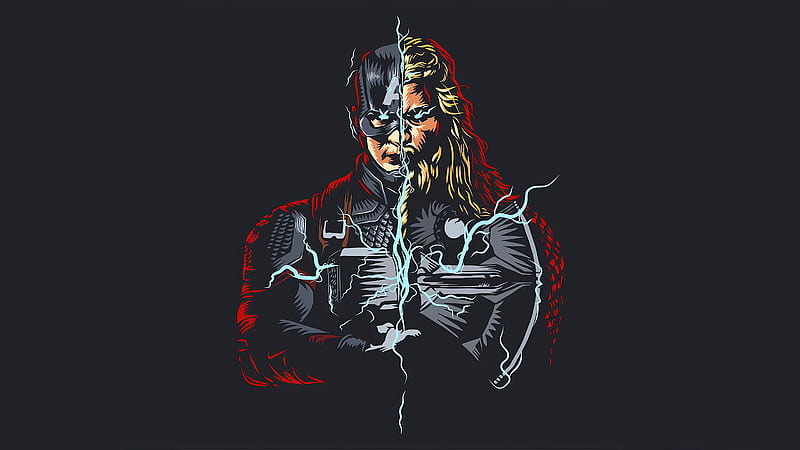 Captain America Vs Thor , captain-america, thor, superheroes, artwork, minimalism, artist, HD wallpaper
