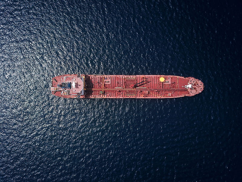 aerial graphy of tanker ship, HD wallpaper