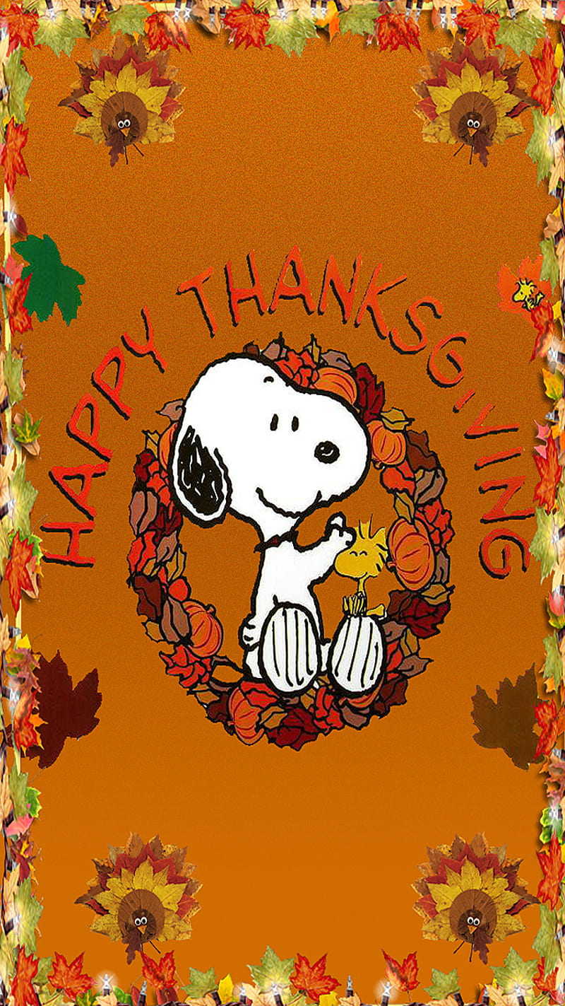 thanksgiving card, happy thanksgiving, leaves, snoopy, thanksgiving, HD phone wallpaper
