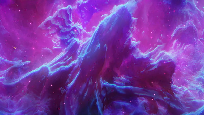 purple and blue galaxy illustration digital art #colorful #1080P