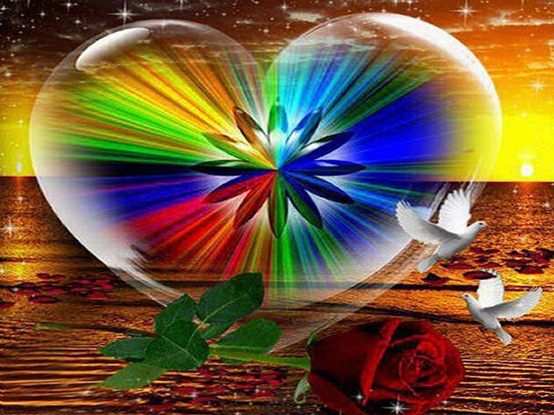rainbow stars and hearts wallpaper