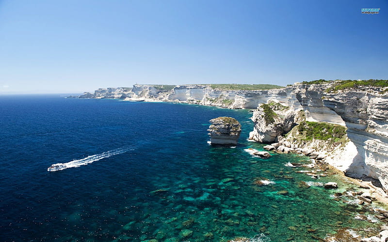 Gorgeous View of Corsica, beach, boat, landscape, ocean, HD wallpaper