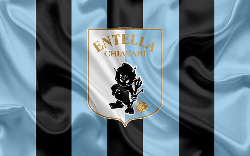 Virtus Entella FC Serie B, football, silk texture, emblem, silk flag, Entella logo, Italian football club, Chiavari, Italy, HD wallpaper