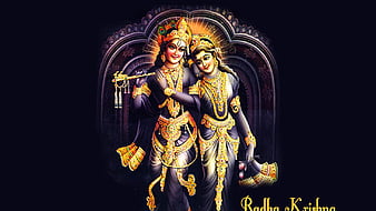 Krishna And Radha With Jewels In Black Background Krishna, HD ...