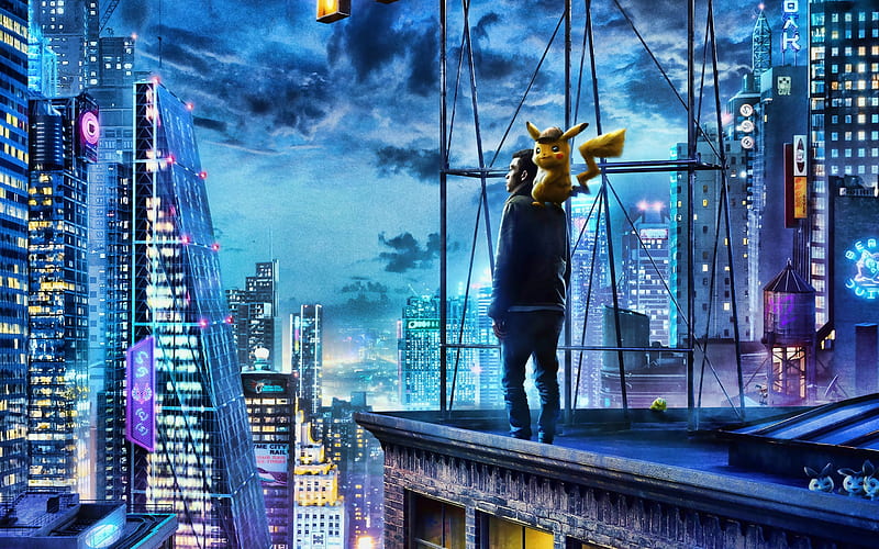Pokemon Detective Pikachu, 3D-animation, 2019 movie, poster, fan art, Pikachu, chubby rodent, HD wallpaper