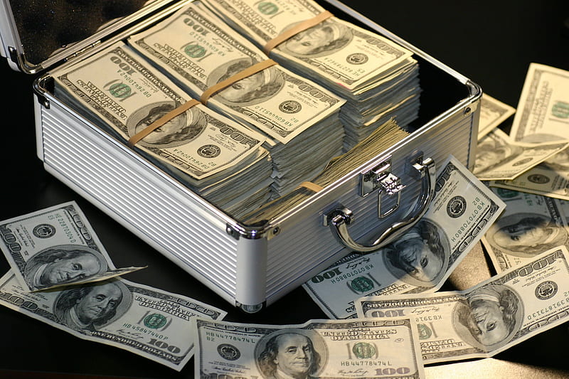 Briefcase Full Of Money, briefcase, money, currency, paper, HD wallpaper