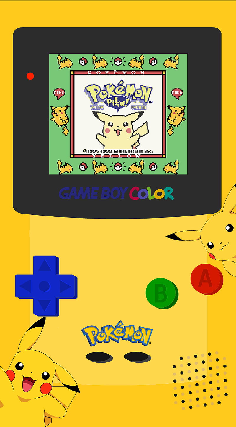 Pikachu Gameboy, pokemon, retro, yellow, nintendo, HD phone wallpaper