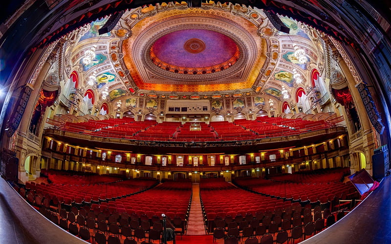 magnificent ornate theater r, fisheye, dome, seats, r, ornate, theater, ceiling, HD wallpaper