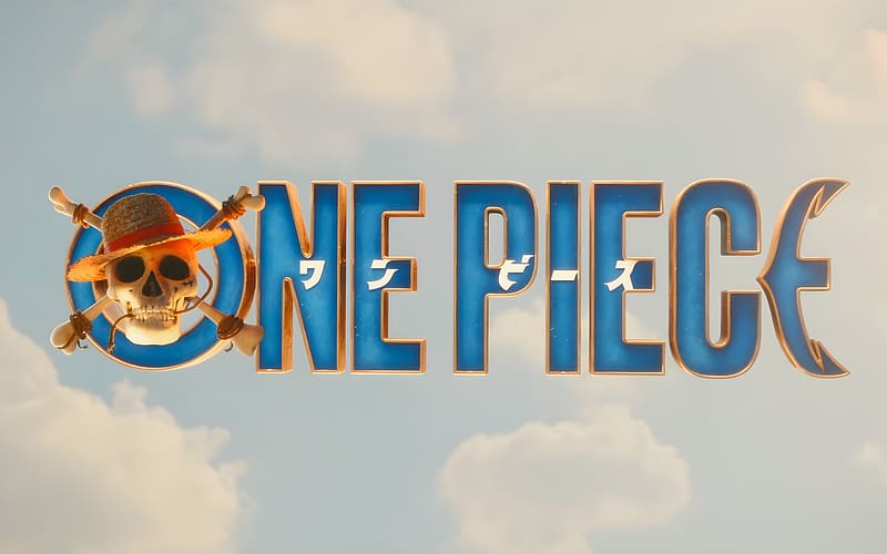 One Piece, typography, anime, title, clouds, HD wallpaper