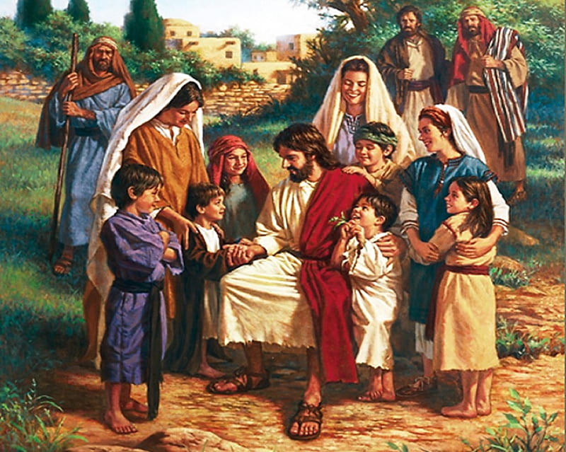 Let the children come to me, christ, jesus, children, religion, bible, HD wallpaper