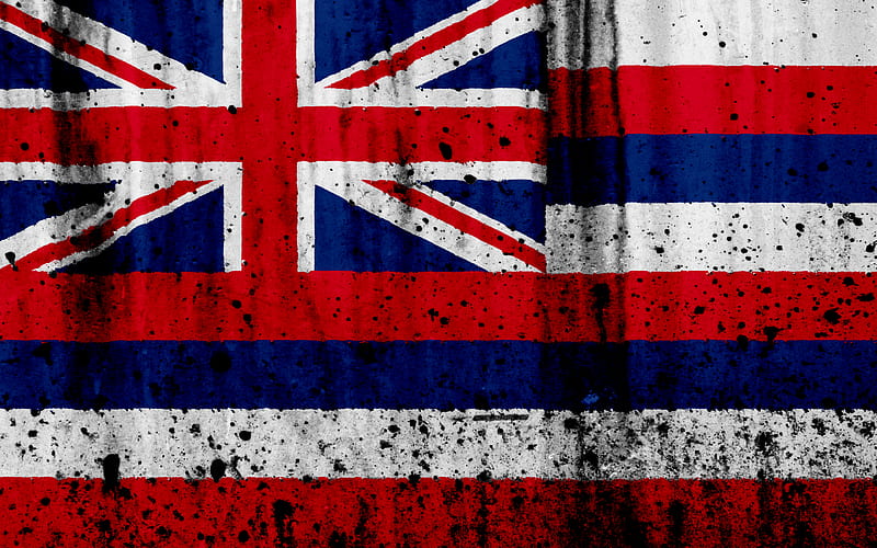 Hawaiian flag grunge, flag of Hawaii, Oceania, Hawaii, national symbols, Hawaii national flag, HD wallpaper