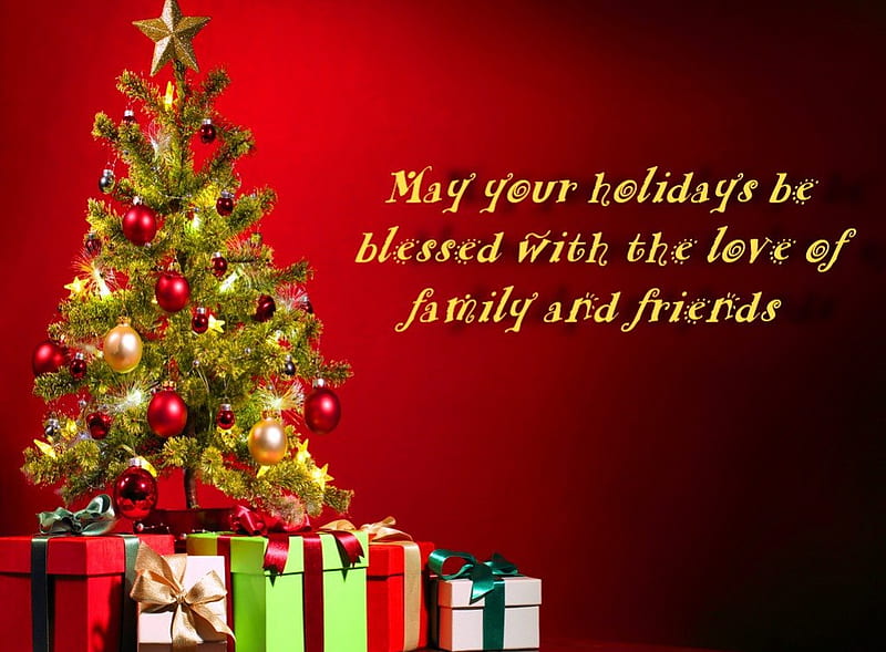 Love of family and friends, Christmas, tree, decorations, gifts, HD ...