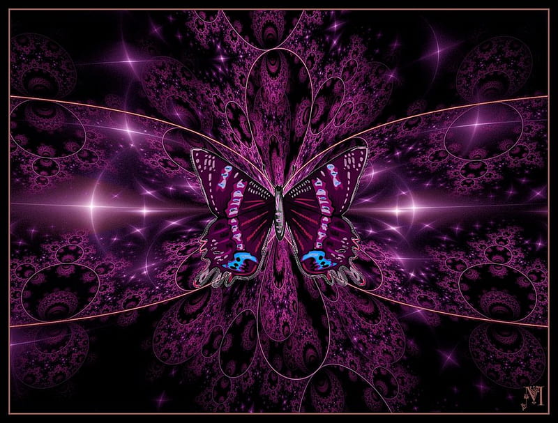 Fantasy Purple Dragonfly, fantasy, 3d, purple, dragonfly, bonito, HD wallpaper