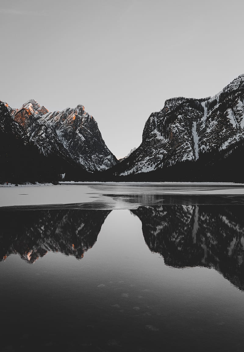 mountains, lake, ice, landscape, nature, HD phone wallpaper
