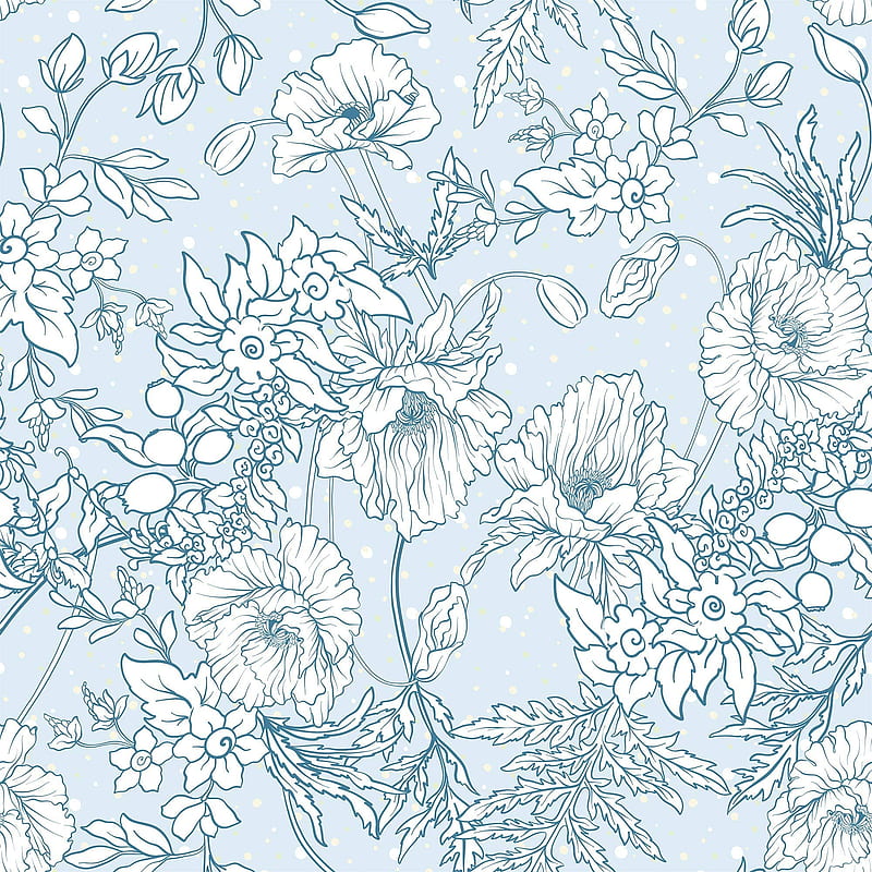 WallsByMe Peel And Stick Blue And White Floral Floral Fabric Removable 0272 2ft X 8.5ft (cm), HD phone wallpaper