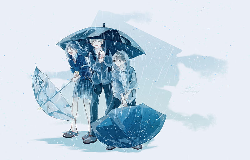 Anime, Boy, Rain, Umbrella, HD wallpaper