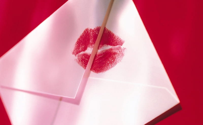 envelope lipstick kiss, graphy, envelope, abstract, lipstick, kiss, HD wallpaper