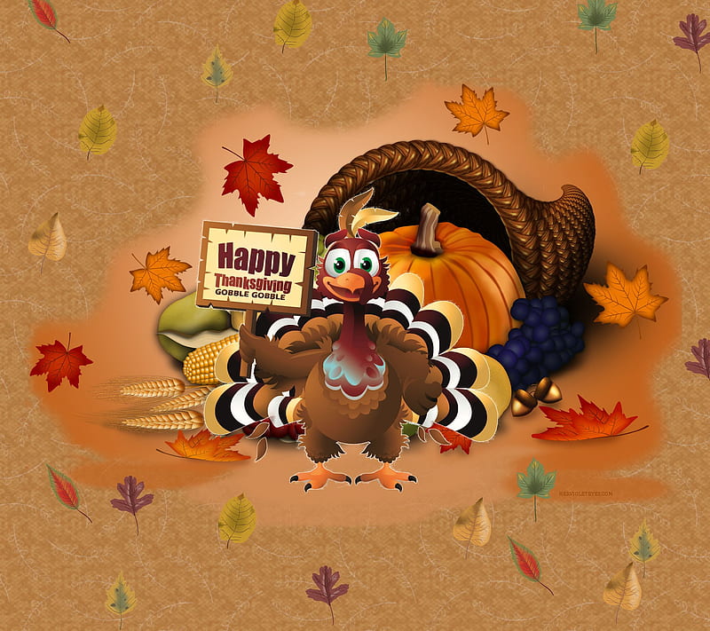 Happy Thanksgiving, brown, pumpkin, thanksgiving, turkey, HD wallpaper