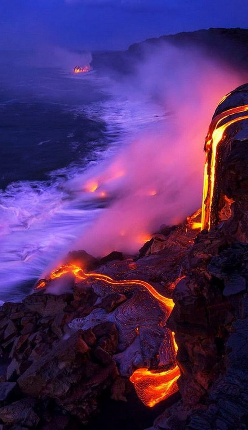 Lava, ocean, HD phone wallpaper | Peakpx