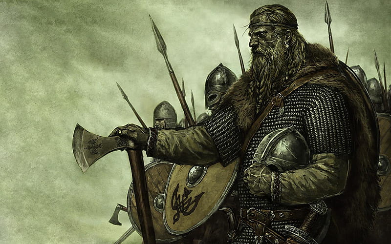 Vikings Ready For Battle, shields, guerra, axes, amour, vikings, norse, spears, helmets, battle, chain mail, HD wallpaper
