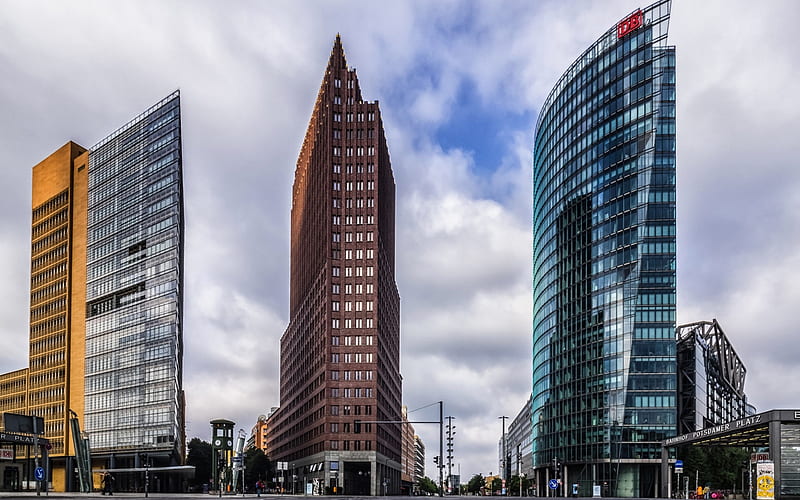 Berlin, modern buildings, skyscrapers, glass facades, Germany, HD wallpaper