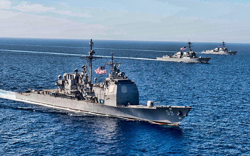USS Princeton, CG-59, guided-missile cruisers, United States Navy, US army, battleship, US Navy, Ticonderoga-class, USS Princeton CG-59, HD wallpaper