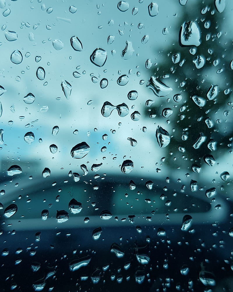 Raindrops, blur, car window, drops, glass, rain, screen, HD phone wallpaper