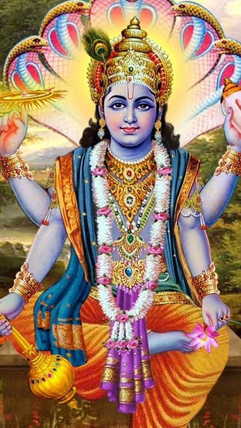 Vishnu Bhagwan Sitting, vishnu bhagwan, sitting, lord, god, preserver, HD phone wallpaper