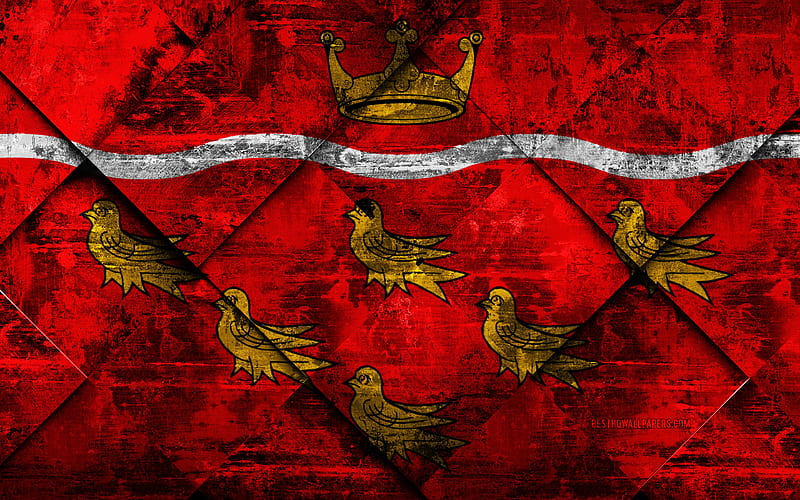Flag of East Sussex grunge art, rhombus grunge texture, Counties of England, East Sussex flag, England, national symbols, East Sussex, United Kingdom, creative art, HD wallpaper