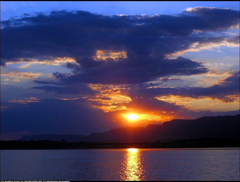 Mountain Sunset, colors, places, sky, clouds, lake, gold, water, mountains, sunsets, beauty, nature, popular, HD wallpaper Mountain Sunset, colors, places, sky, clouds, lake, gold, water, mountains, sunsets, beauty, nature, popular, HD wallpaper