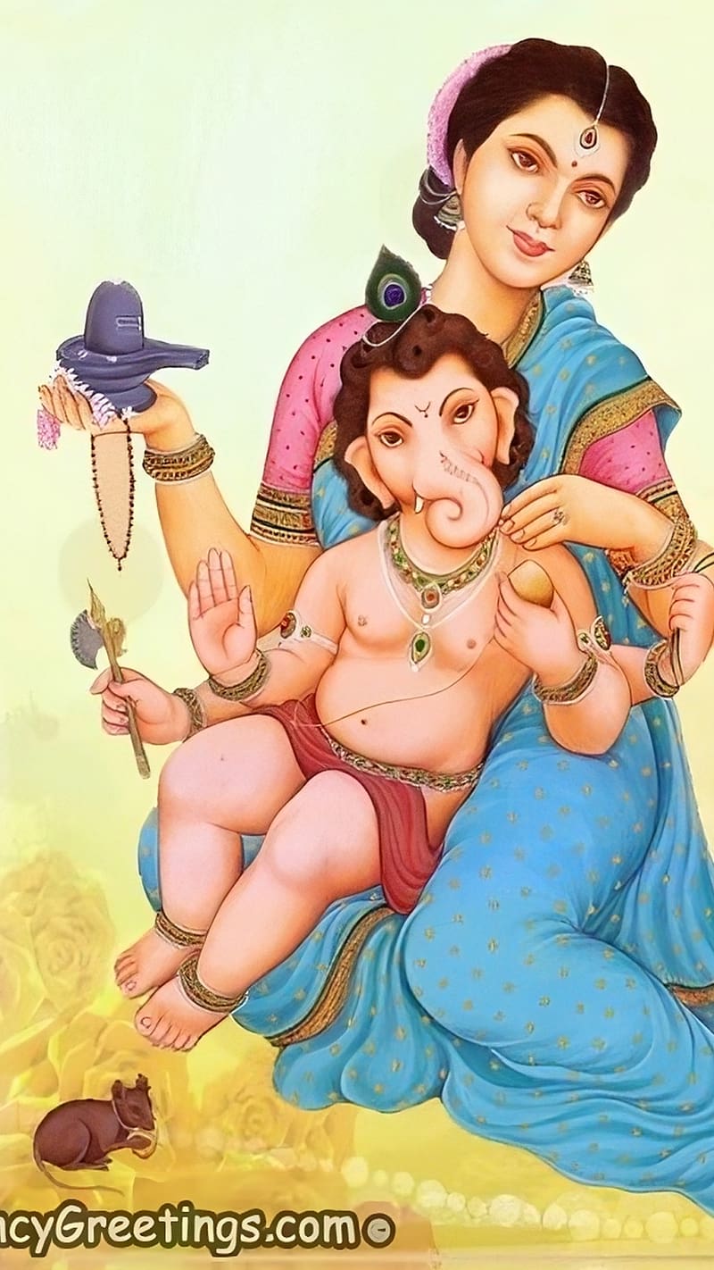 Gowri Ganesha, ganesh lord, god, HD phone wallpaper