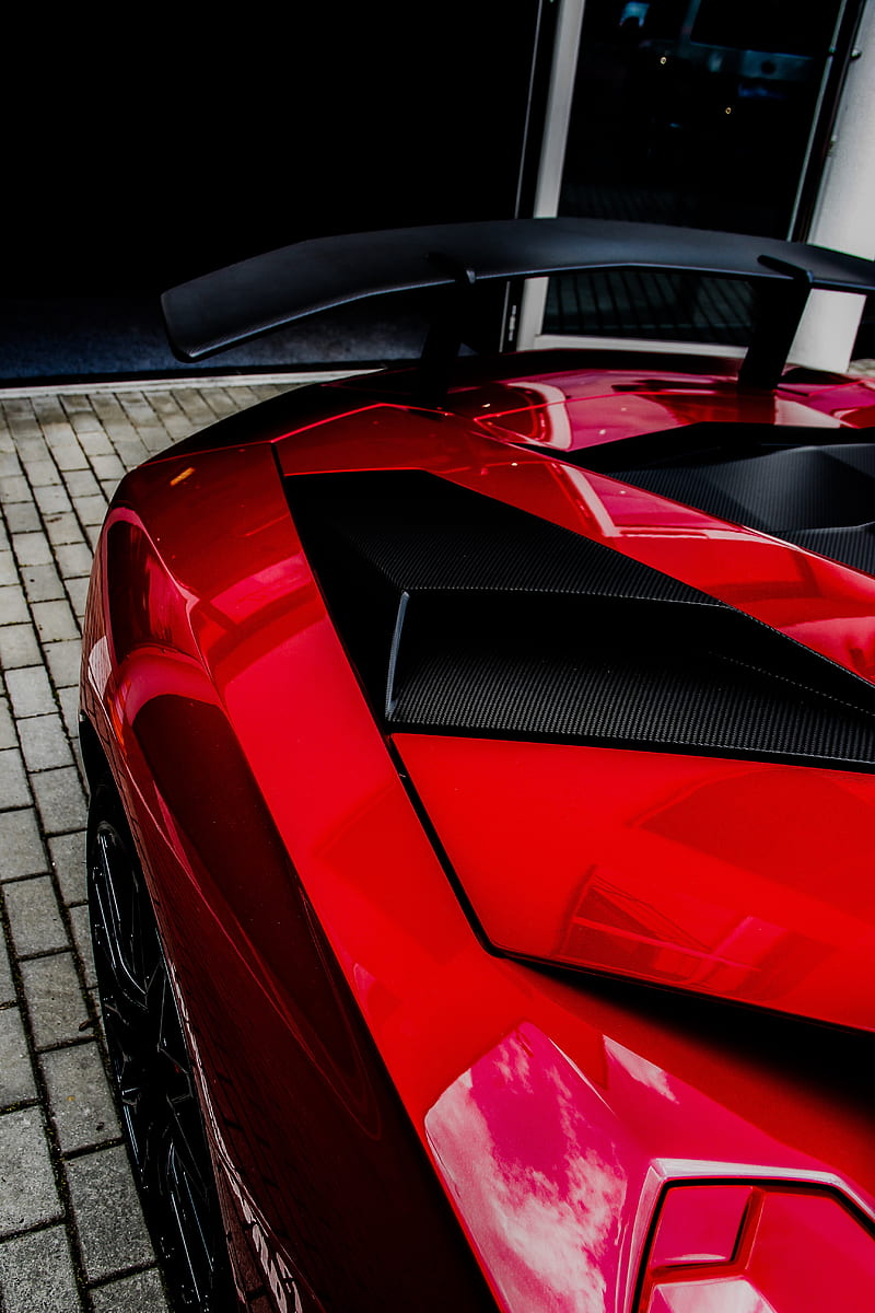 Lamborghini Aventador J, red cars, red, car, vertical, HD phone wallpaper
