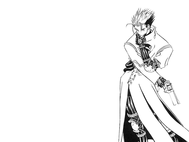 Trigun, vash, stampede, blackwhite, HD wallpaper