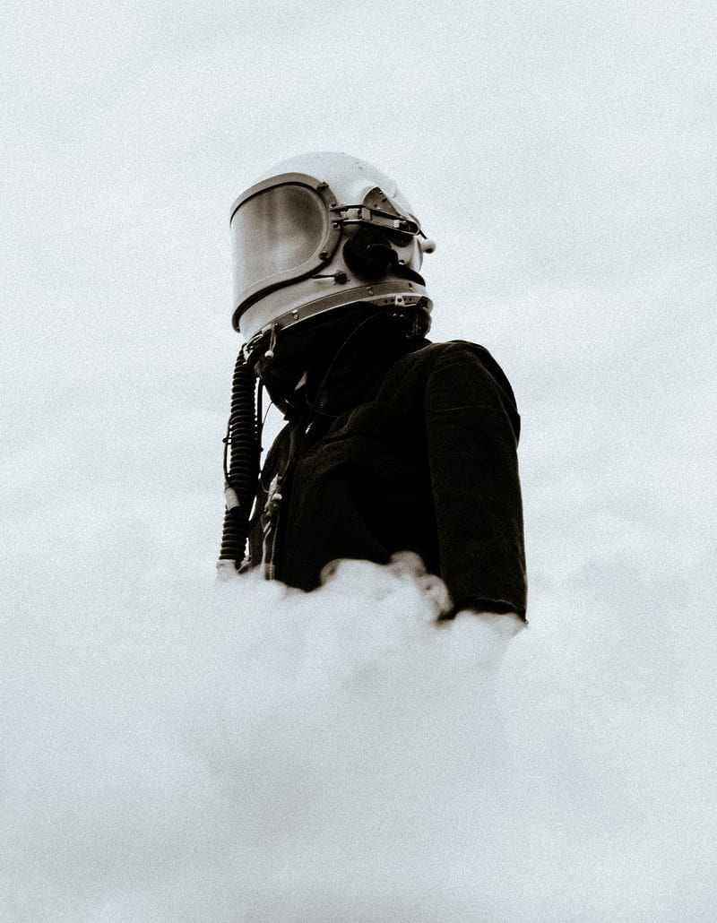 Spaceman, black, smoke, spce, white, HD phone wallpaper