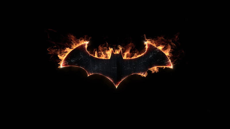 Batman logo, fire, black, batman, orange, logo, HD wallpaper | Peakpx