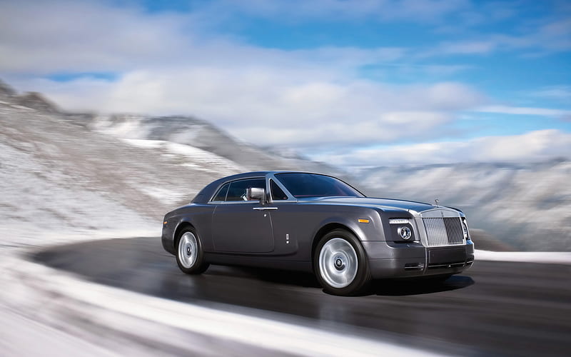On Ice, rolls royce, mountain, royal, speed, phantom coupe, car, ice, 2009, HD wallpaper