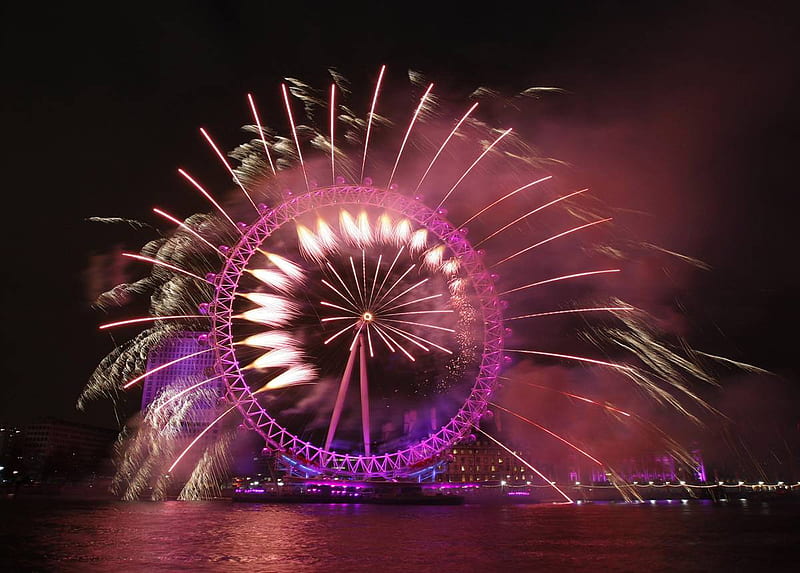 London's Eye, graphy, travel, fireworks, places, new year, HD wallpaper