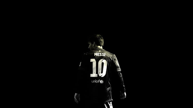 Backside Of Lionel Messi In Black Background Messi, HD wallpaper