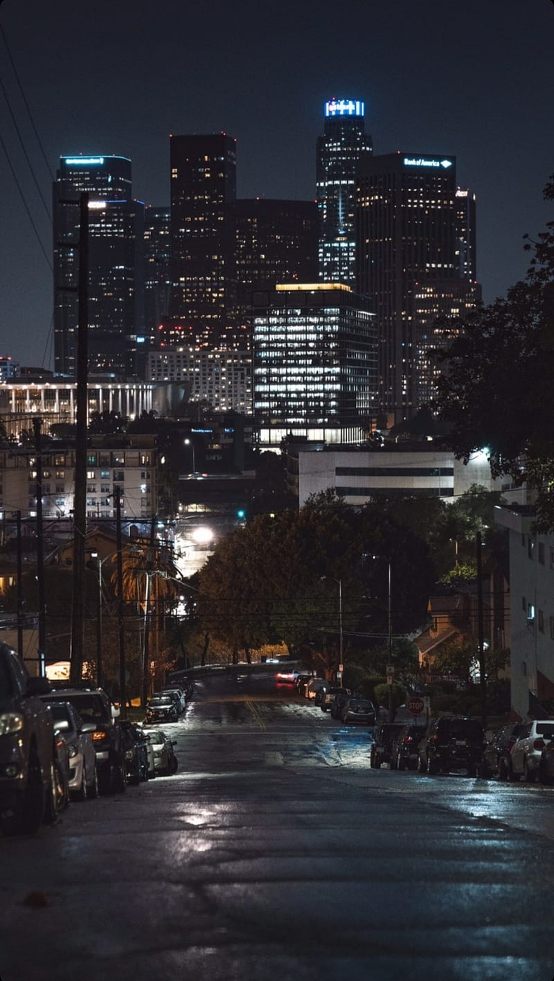 Los Angeles , black, city, cubs, dark, los angeles, modern, night, world, HD phone wallpaper