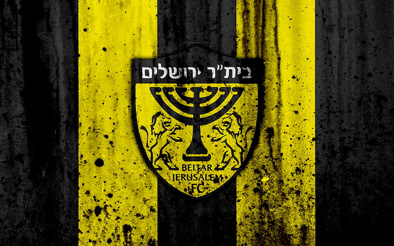 FC Beitar Jerusalem, grunge, Ligat haAl, logo, football club, Israel, Beitar Jerusalem, art, soccer, stone texture, Beitar Jerusalem FC, HD wallpaper