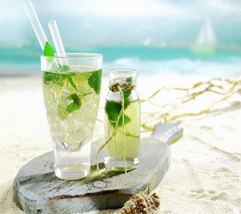 green tea yesil cay, green tea, on the beach, yesil cay, HD wallpaper