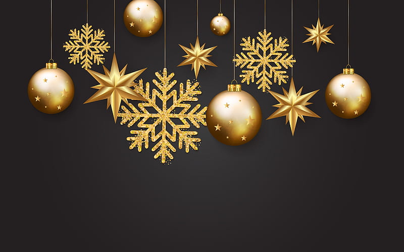 :-), christmas, craciun, golden, texture, black, new year, card, star, HD wallpaper
