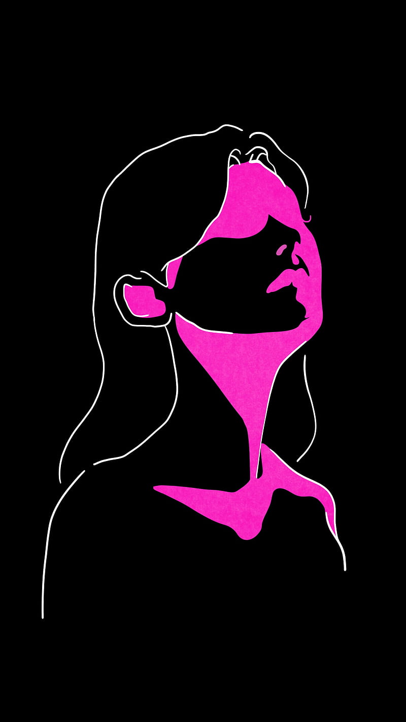Mujer, negro abstracto, cuerpo, rostro, figura, niña, línea, rosa, silueta,  sencillo, Fondo de pantalla de teléfono HD | Peakpx
