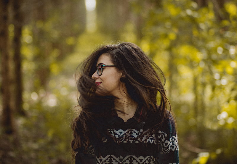 selective focus graphy of woman wearing black and white tribal pattern blouse near green trees during daytime, HD wallpaper