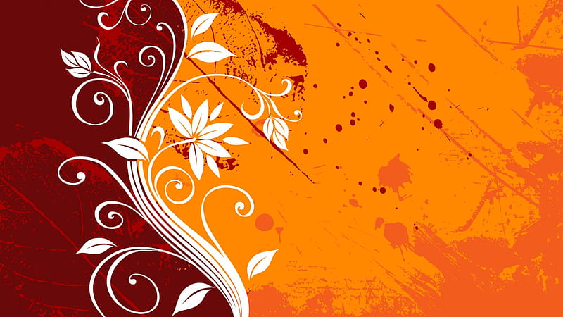 Floral Grunge Leaf - Orange, grunge, orange, graphics, vector, floral, leaf, HD wallpaper