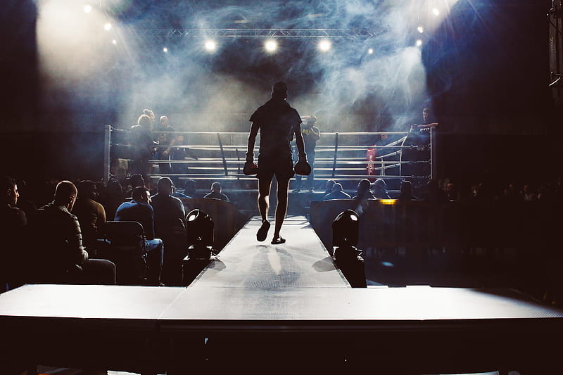 man standing and walking going on boxing ring surrounded with people, HD wallpaper