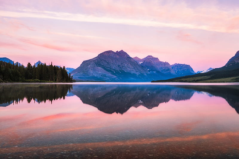 Glacier National Park Sunrise, national-park, nature, mountains, sky, lake, HD wallpaper