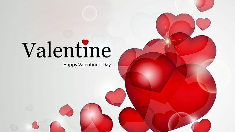 Red Hearts With Lights In White Background Valentine's Day, HD wallpaper