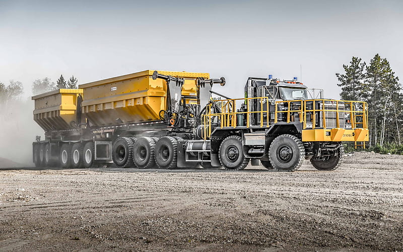 Dramis D150T, Kenworth C500, 10x10, mining truck, transportation of gravel, construction machines, Kenworth, HD wallpaper