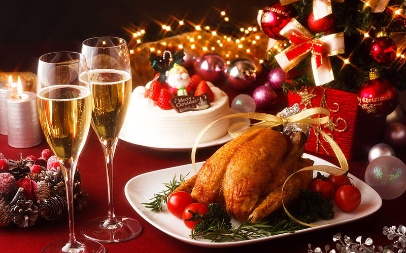 Christmas-Food, Christmas, toast, roast, Chicken, Food, HD wallpaper